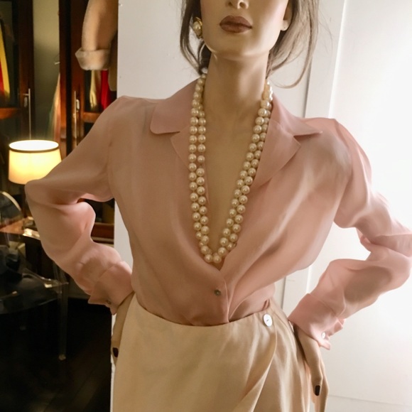 Vintage Brooks Brothers Women organza blush blouse - Picture 4 of 7